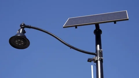 Street lamp light post with solar panel Stock Footage 70069636