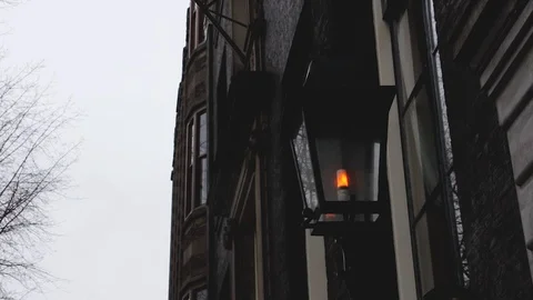 Street lamp with oscillating flame Stock Footage 103733041