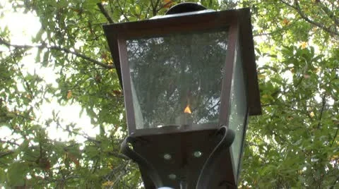 Street Lamp With Real Flame Video stock 12760438