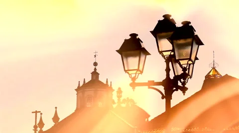 Street lamp on a sunset Stock Footage 62592378