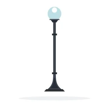 Street lamp vector flat material design isolated object on white background. Ilustración de archivo