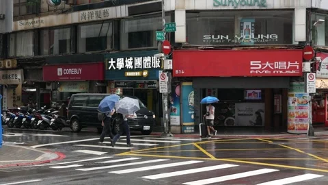 Street landscape view in the old shoping street area around taipei main sta.. Stock Footage 256379739