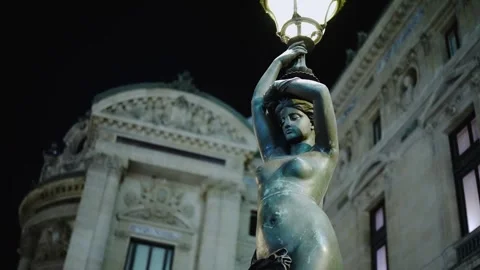 Street lantern and statue in the streets of Paris Stock Footage 250206334