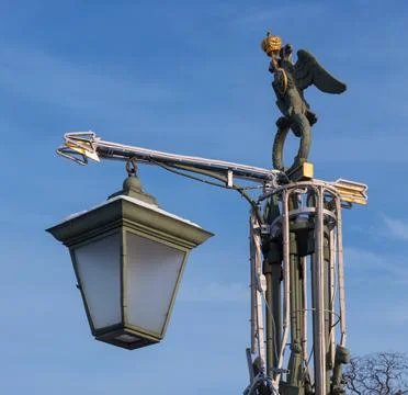 Street lantern light with an eagle on top of it, Saint-Petersburg Stock Photos