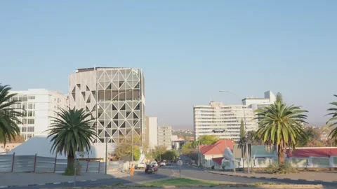 A street-level view in downtown Windhoek, Namibia. Stock-Footage 345540244