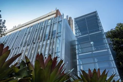 Street level view of a local multi-storey business building Stock Photos