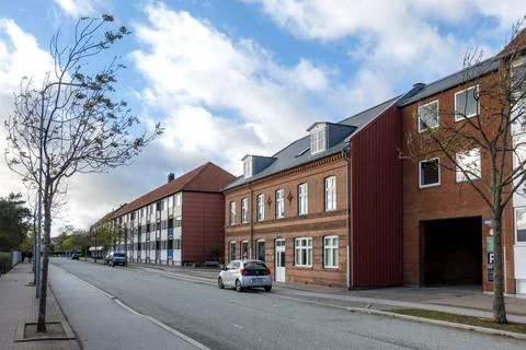 Street level view of a multi-storey buildings Stock Photos