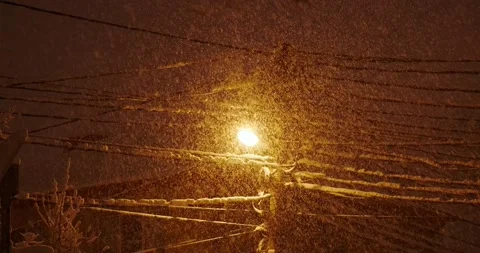 Street light during a snowfall Stock Footage 146479522