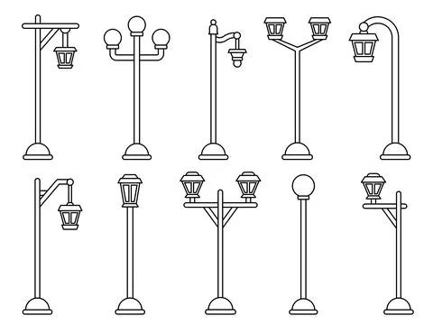 Street light lamppost lantern pole gas lamp pillar Stock Illustration