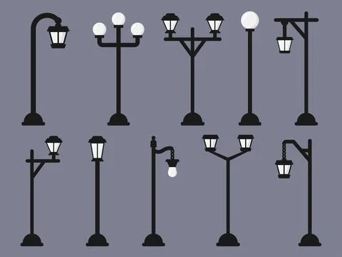 Street light lamppost lantern pole gas lamp pillar Stock Illustration