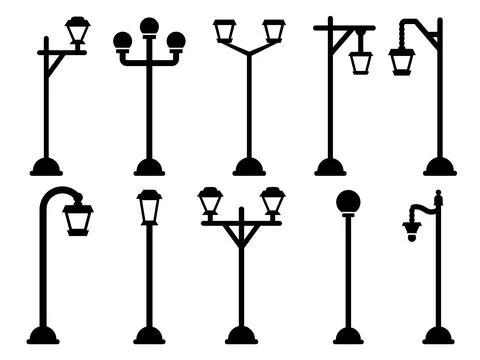Street light lamppost lantern pole gas lamp pillar Stock Illustration