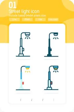 Street light premium icon with multiple style isolated on white background 스톡 일러스트