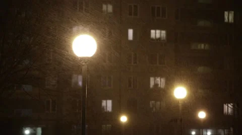 Street light snow winter. Stock Footage 45586313