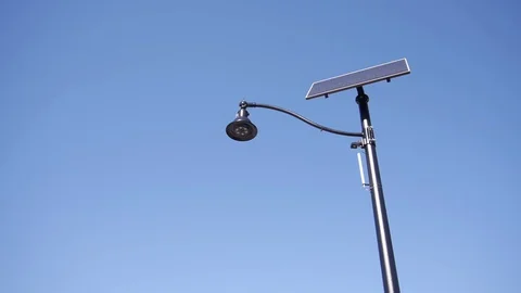 Street light with solar panel Stock Footage 70070008