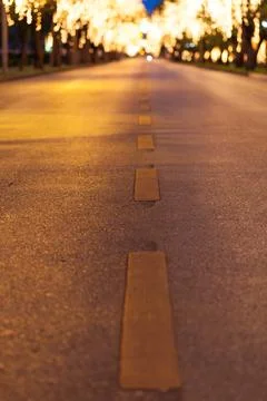 Street with lights on the side. Stock Photos