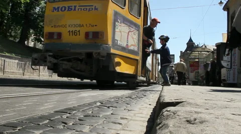 On the street in Lviv. Stockbeeldmateriaal 40728246