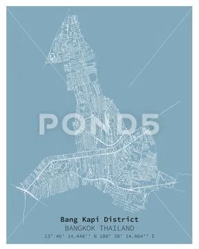 Street map of Bang Kapi District Bangkok,THAILAND Illustration #261985652