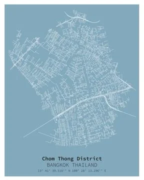 Street map of Chom Thong District Bangkok,THAILAND Stock Illustration