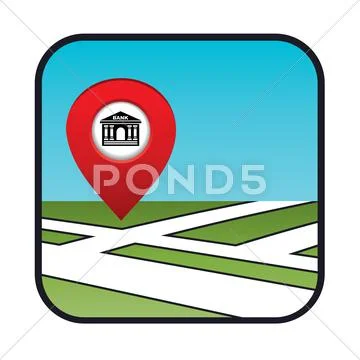 Street map icon with the pointer bank Stock Illustration