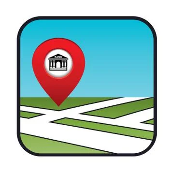 Street map icon with the pointer bank Stock Illustration