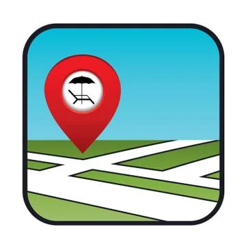 Street map icon with the pointer beach vacation Stock Illustration