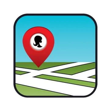 Street map icon with the pointer beauty salon Stock Illustration
