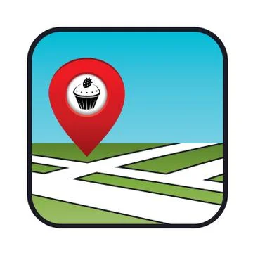 Street map icon with the pointer confectionery Stock Illustration