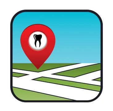 Street map icon with the pointer dental services Stock Illustration