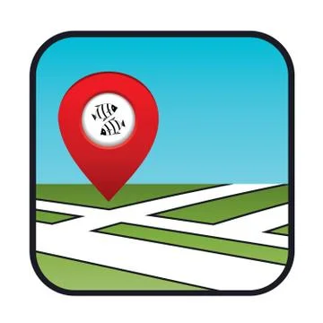 Street map icon with the pointer fish restaurant Stock Illustration