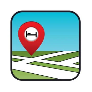 Street map icon with the pointer hotel Stock Illustration