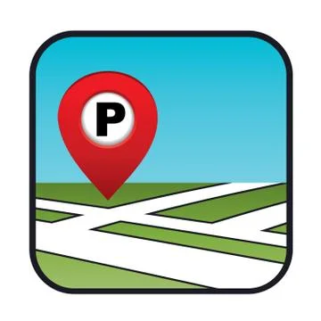 Street map icon with the pointer parking Stock Illustration