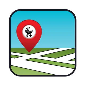 Street map icon with the pointer vector Stock Illustration