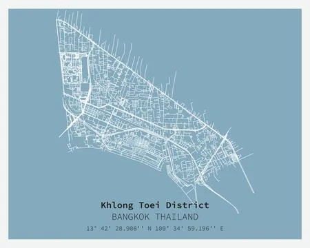 Street map of Khlong Toei District Bangkok,THAILAND Stock Illustration