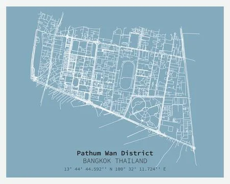 Street map of Pathum Wan District Bangkok,THAILAND Illustrazione stock