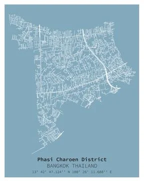 Street map of Phasi Charoen District Bangkok,THAILAND Stock Illustration