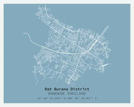 Street map of Rat Burana District Bangkok,THAILAND Stock Illustration