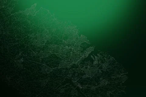 Street map of Valetta (Malta) engraved on green metal background. Flat view w Stock Photos