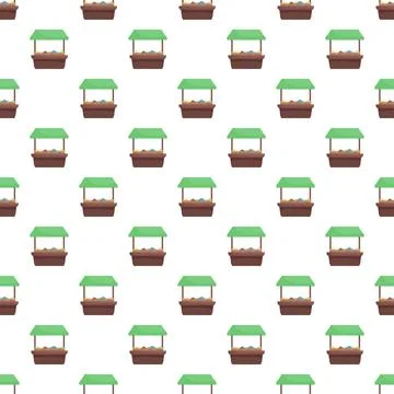Street market stall seamless pattern background Stock Illustration