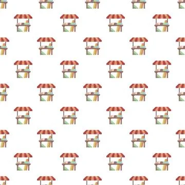 Street market stall seamless pattern with awnings Stock-Illustration