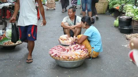 Street market in Yangon, Myanmar 스톡 동영상 11631853