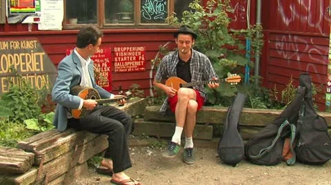 Street musicians Stock Footage 8946657