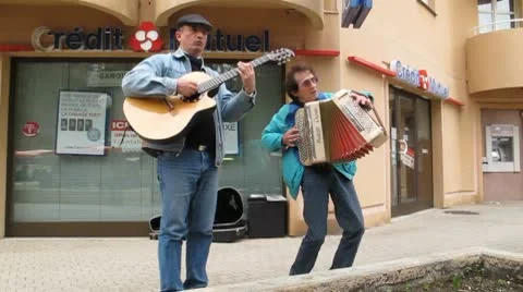 Street musicians Stock Footage 10734073