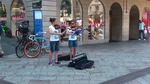 Street musicians Stock Footage 10849036