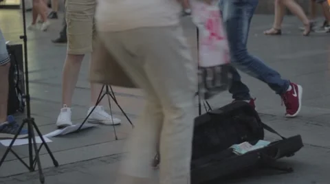 Street musicians play instruments Stock Footage 65014720