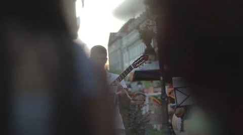 Street musicians play instruments Stock Footage 65018289