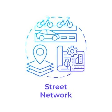 Street network blue gradient concept icon Stock Illustration