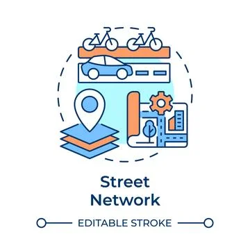 Street network multi color concept icon Stock Illustration