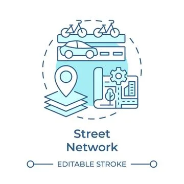 Street network soft blue concept icon Stock Illustration