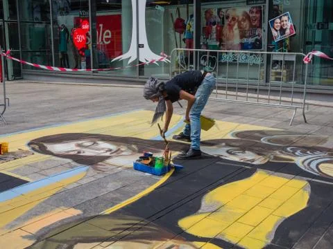 Street painter at work Foto stock