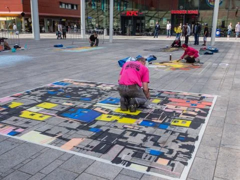 Street painter at work Stock Photos